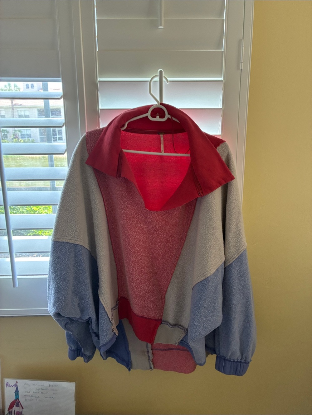 Free People Colorblock Pullover in Red, Gray, Light Blue